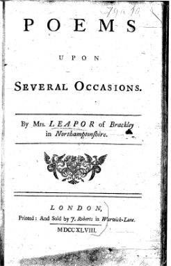 Poems Upon Several Occasions (1748) by Mary Leapor