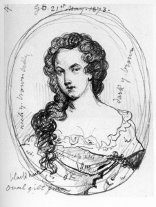 A sketch of Aphra Behn by George Scharf from a portrait believed to be lost (1873)